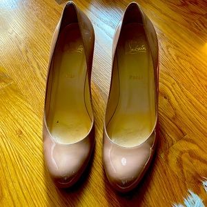 Louboutin Nude Patent Leather Pumps